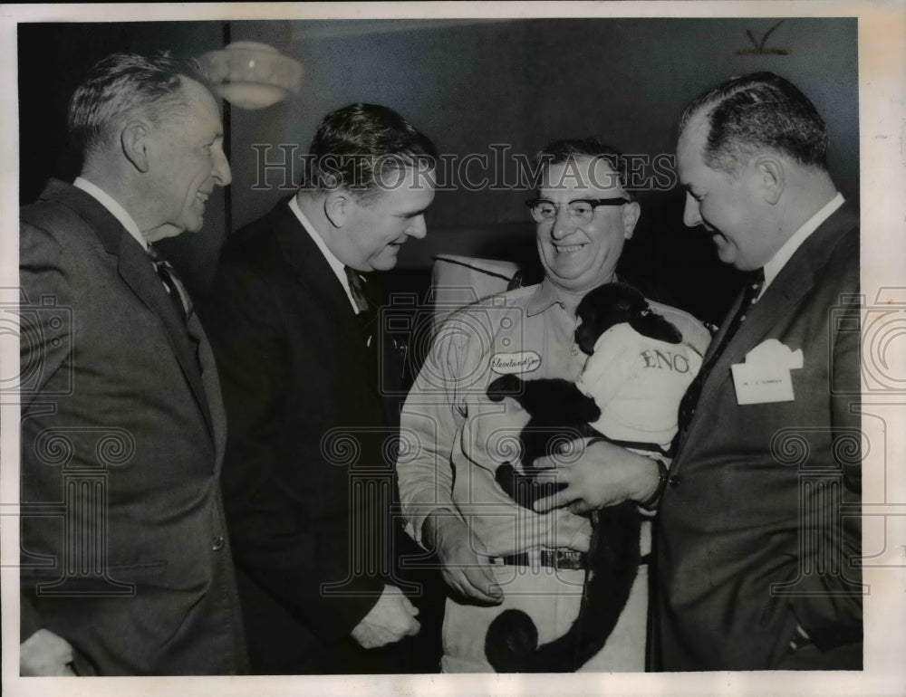 1961 Ted Brezowski zoo Keeper of Cleveland Zoo with EnoS II - Historic Images