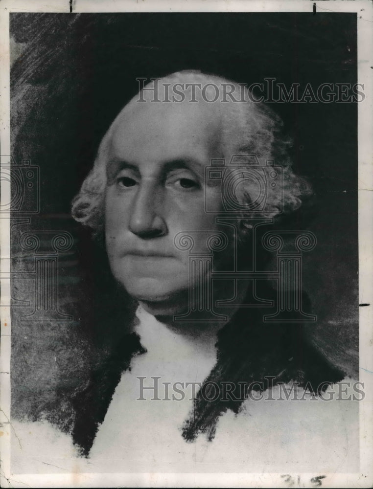 1961 Press Photo George Washington painting for the Continental Corporation- Historic Images