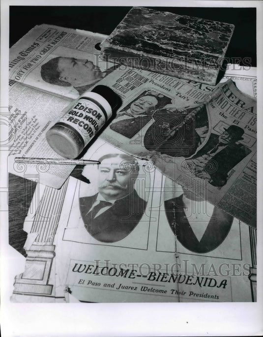 1961 Collection Of Papers and Edison Record Of William H Taft Voice - Historic Images