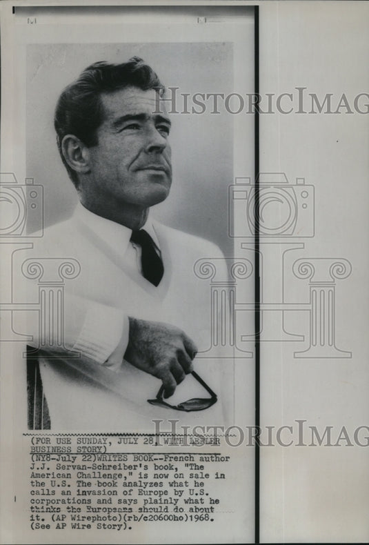 1974 Press Photo French author JJ Servan-Schreiber's book The American Challenge - Historic Images