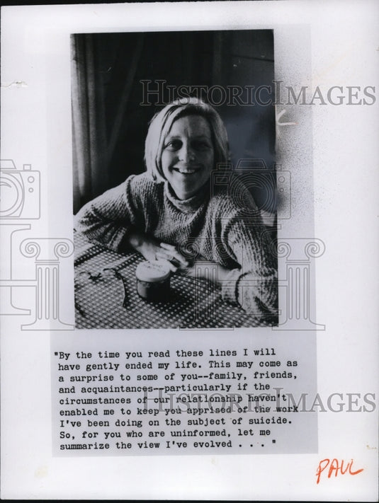 1981 Press Photo Jo Roman Talks of Suicide - cva48156 - Historic Images