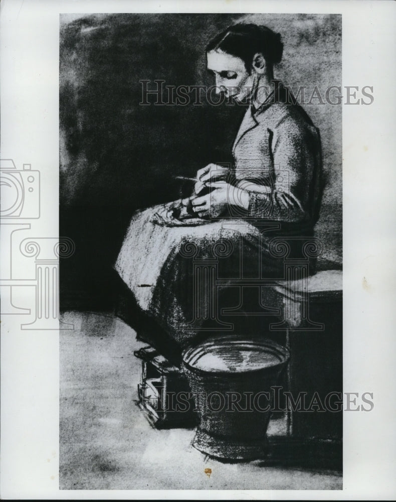 1969 Press Photo Woman Peeling Potatoes by Vincent Van Gogh - cva48340 - Historic Images