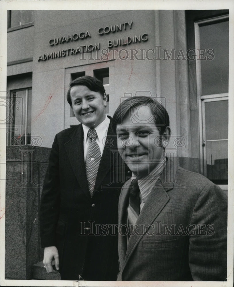 1972, George Voinovich outside Cuyahoga County Administration Bldg - Historic Images