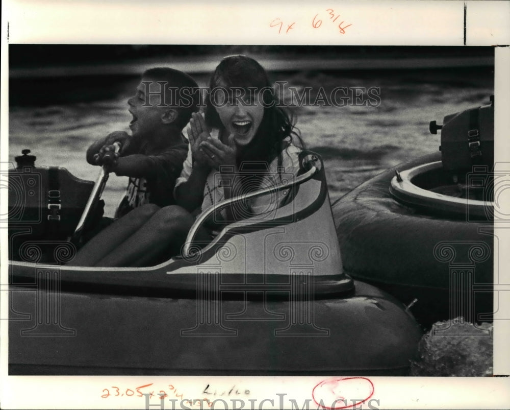 1991 Press Photo Jason MacLaren &amp; Shannon Malone at Swings N Things. - Historic Images