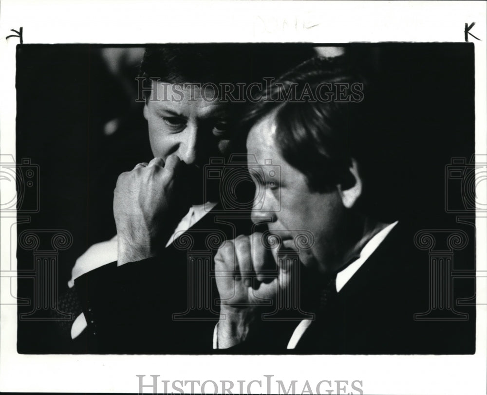 1985 Press Photo Mayor George Voinovich &amp; Gov Richard F Celeste-Historic Images