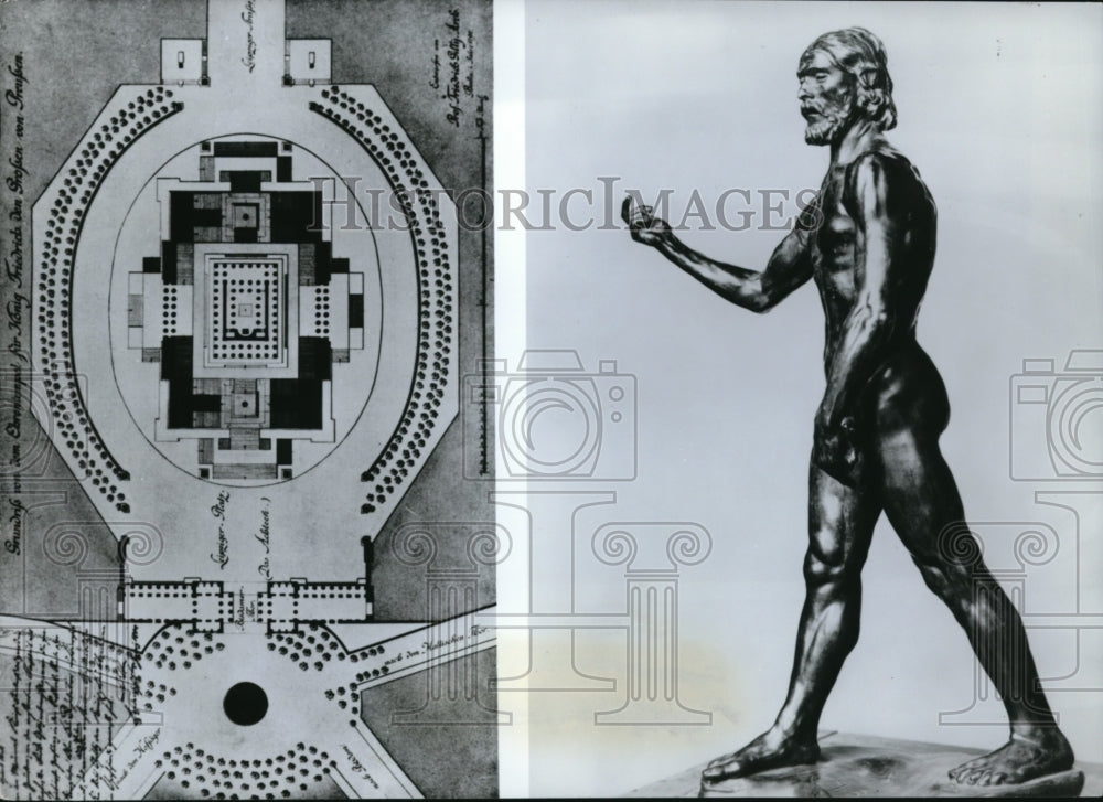 1965, The statue of St. John the Baptist and the symmetrical plan - Historic Images