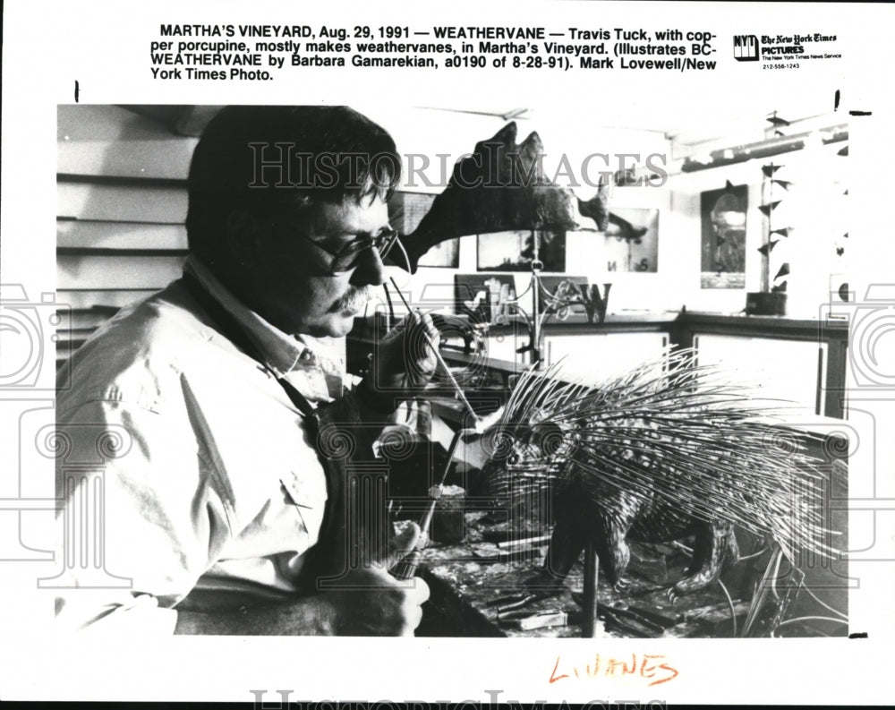 1991 Press Photo Travis Tuck with the copper porcupine - cva52363-Historic Images