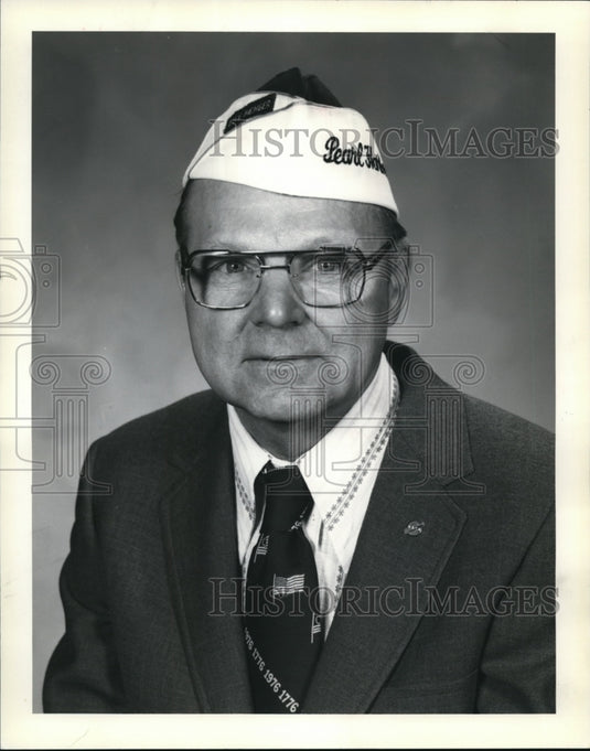 1976 Press Photo Leo Sienkiewics of Lake Erie Chapter 127, Pearl Harbor Survivor-Historic Images