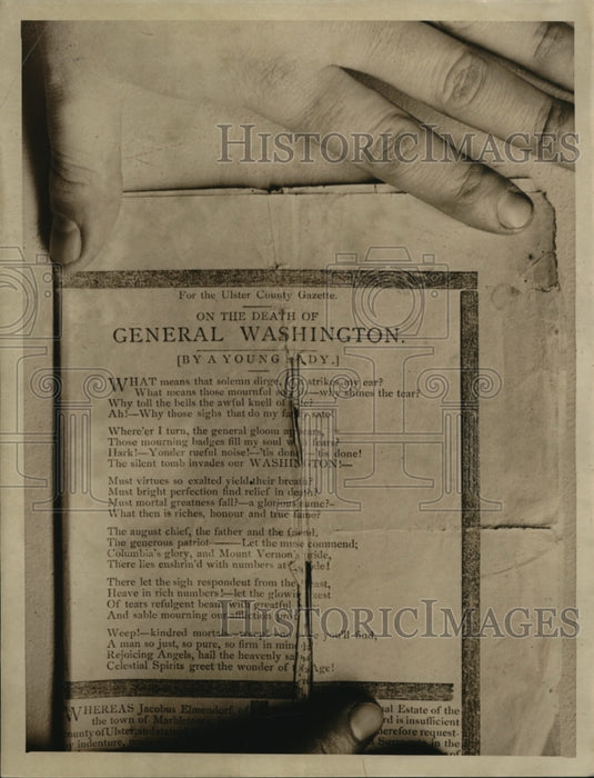1937 Press Photo A poem for George Washington on his death by a young lady- Historic Images