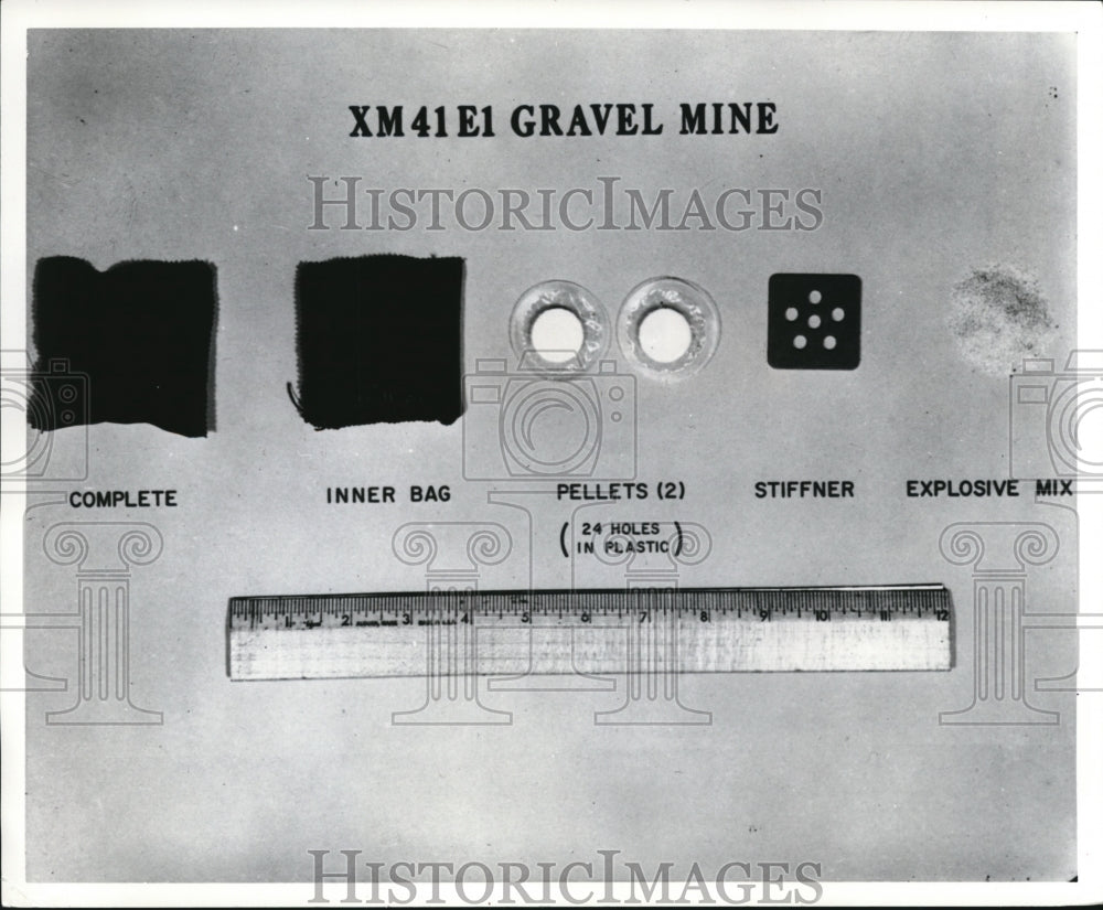 1974, Gravel Mine dropped from mother bomb, covered with Cloth - Historic Images