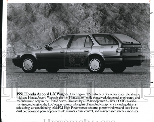 1991 Press Photo 1991 Honda Accord LX Wagon offers over 127 cubic interior space-Historic Images