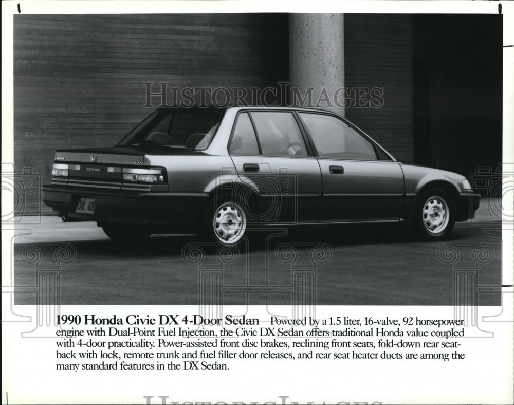 1990 Press Photo The Honda Civic DX 4-Door Sedan - Historic Images