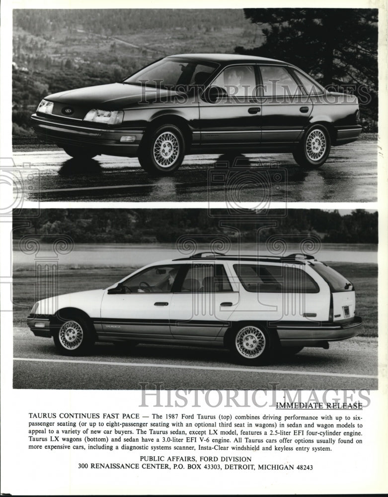 1986 Press Photo The 1987 Ford Taurus and the Taurus LX Wagon-Historic Images
