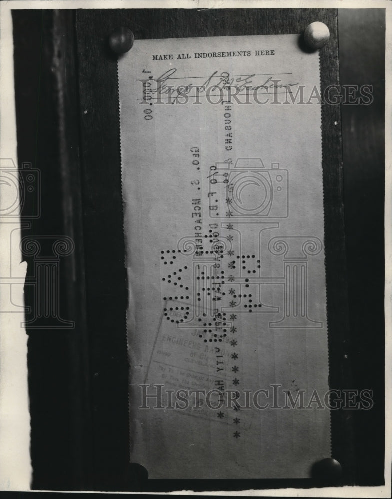 1929, A bank check - Historic Images
