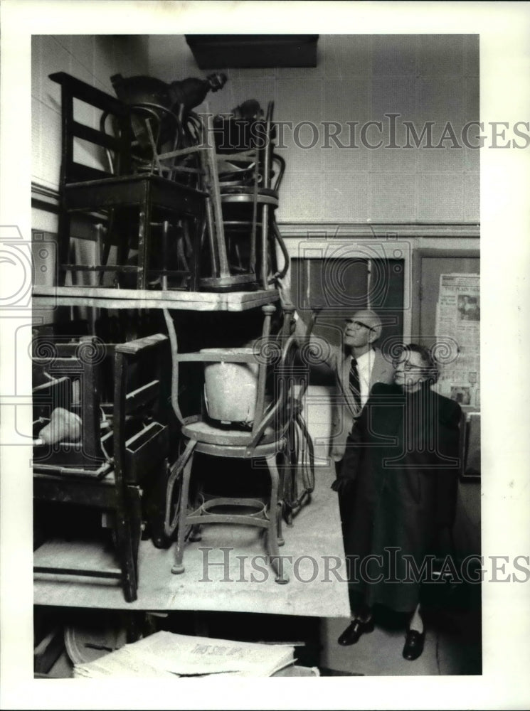 1985 Press Photo Clay Herrick and Maxine Levin at Cleveland Restoration Society - Historic Images