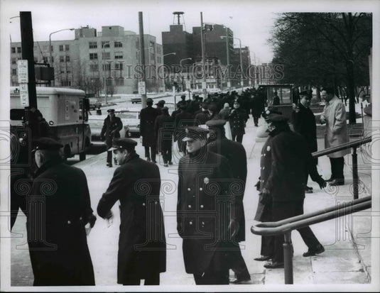 1967 Cleve Police & Firemen leave line after break up at City Hall - Historic Images