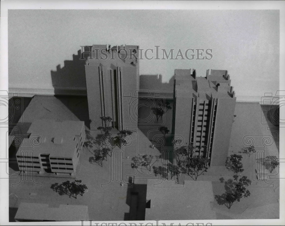 1966 Press Photo Western Reserve University dormitory model-Historic Images