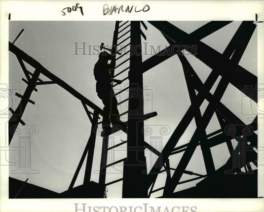 1990 Press Photo Robert Matthews, Jr. at his Lorain County old barn - Historic Images