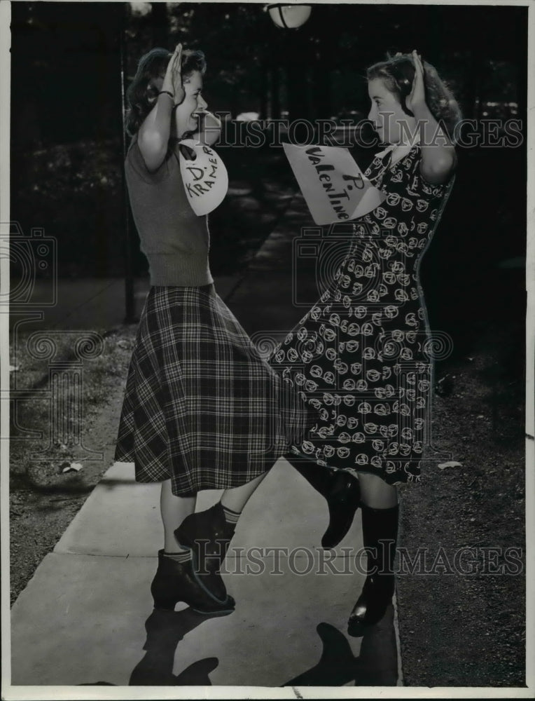 1939 Doris Kramer meets Par Valentine, Mather Freshmen initiation - Historic Images