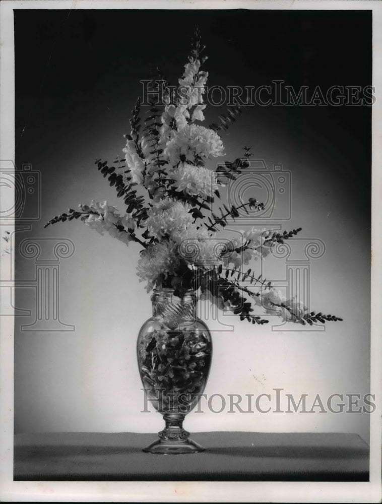 1966, The mumps and eucalyptus foliage flower arrangement - Historic Images