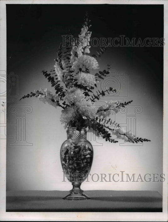 1966, The mumps and eucalyptus foliage flower arrangement - Historic Images