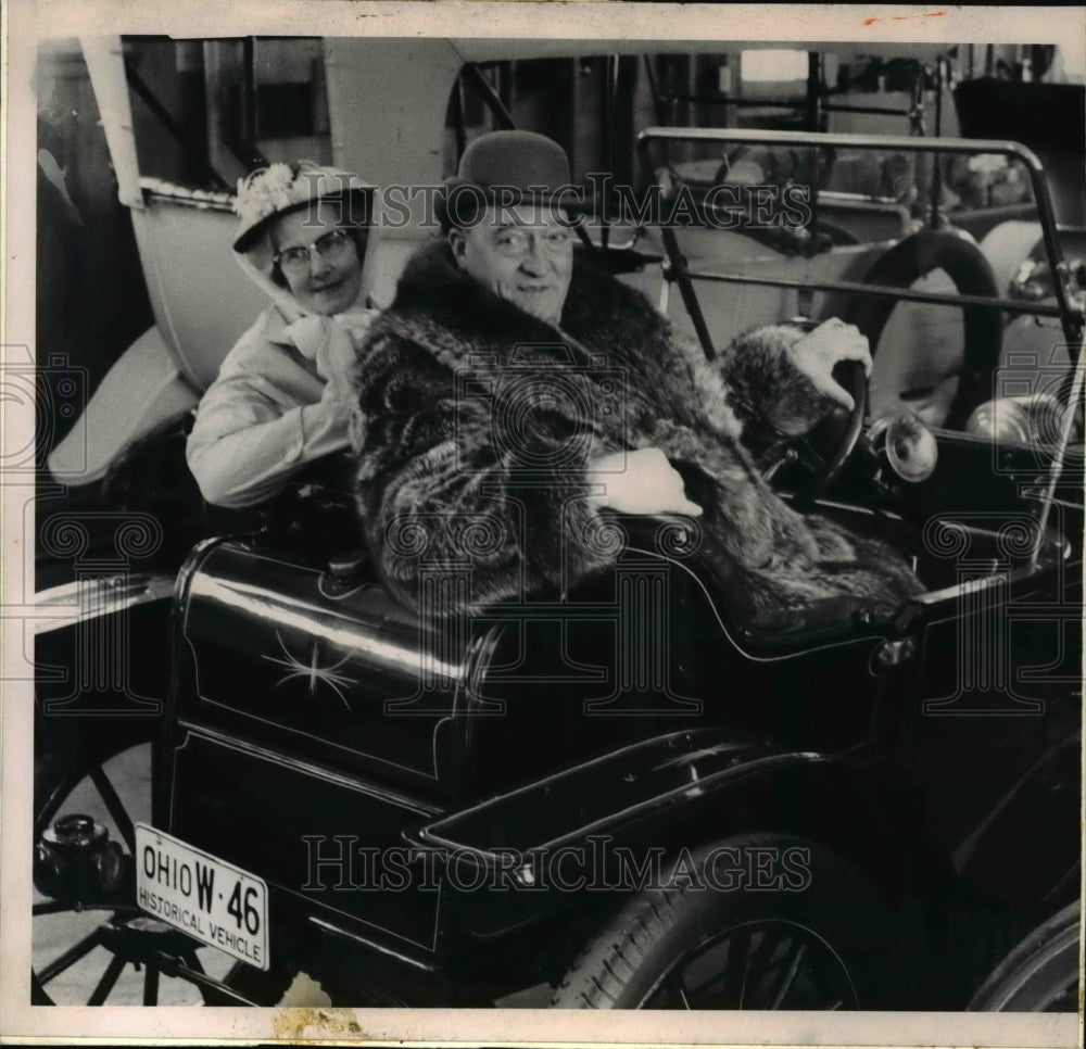 1967 Mr &amp; Mrs Alwin Wolff aboard the 1909 Hupmobile - Historic Images