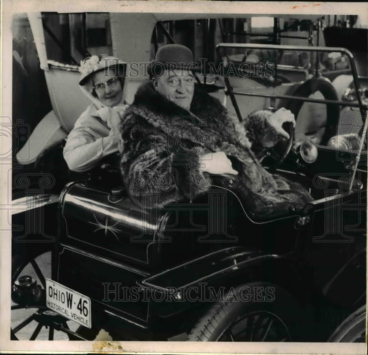 1967 Mr & Mrs Alwin Wolff aboard the 1909 Hupmobile - Historic Images