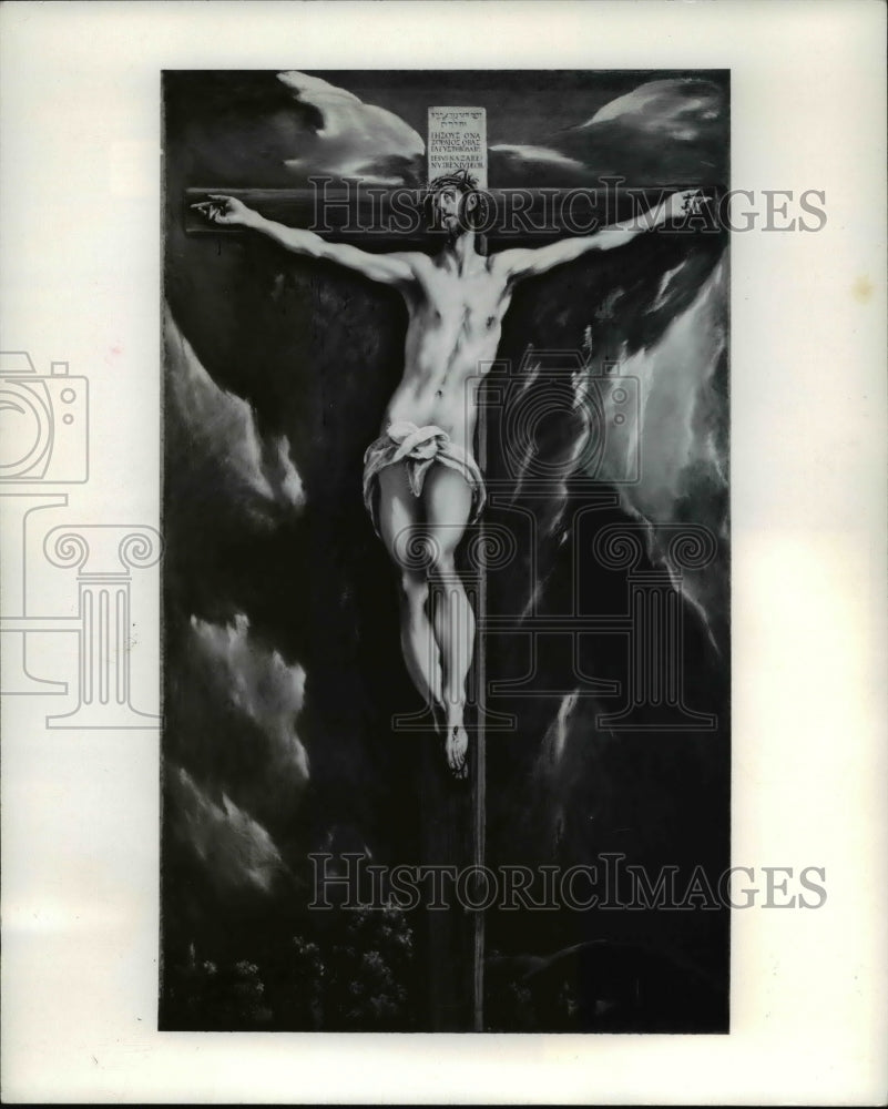 1976 Press Photo Christ on the Cross With Landscape by Domenico Theotocopuli-Historic Images