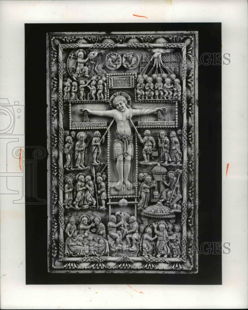 1966, Crucifix Plaque with Biblical Scenes from Charlemagne&#39;s Court - Historic Images