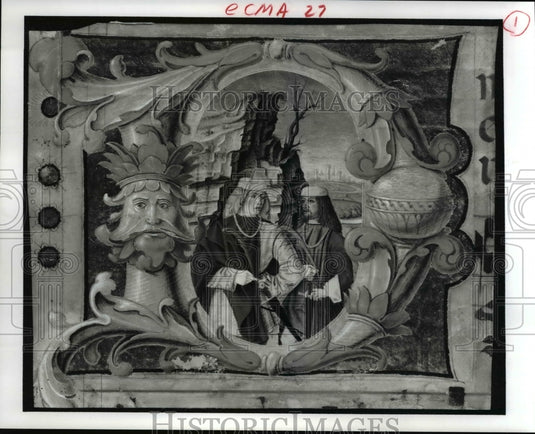 1993 Press Photo Initial D from a Choral Book: Two Martyr Saints - cva59889 - Historic Images