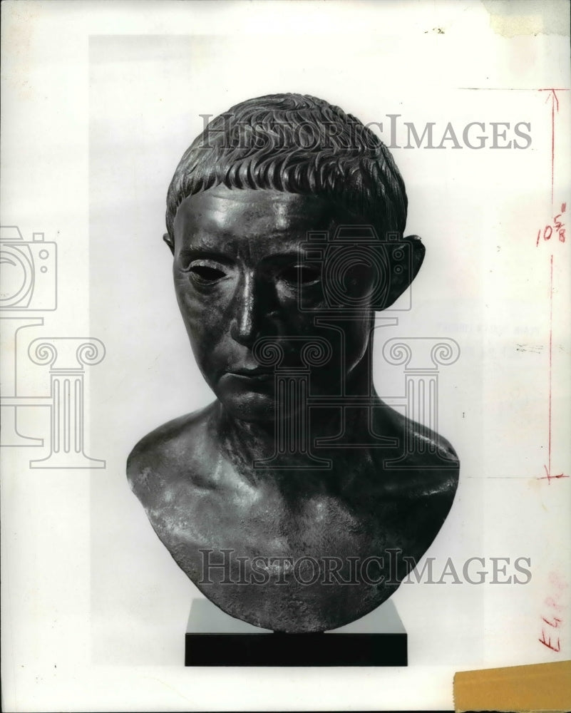 1966 Press Photo Portrait of a Man Bronze Sculpture - Historic Images