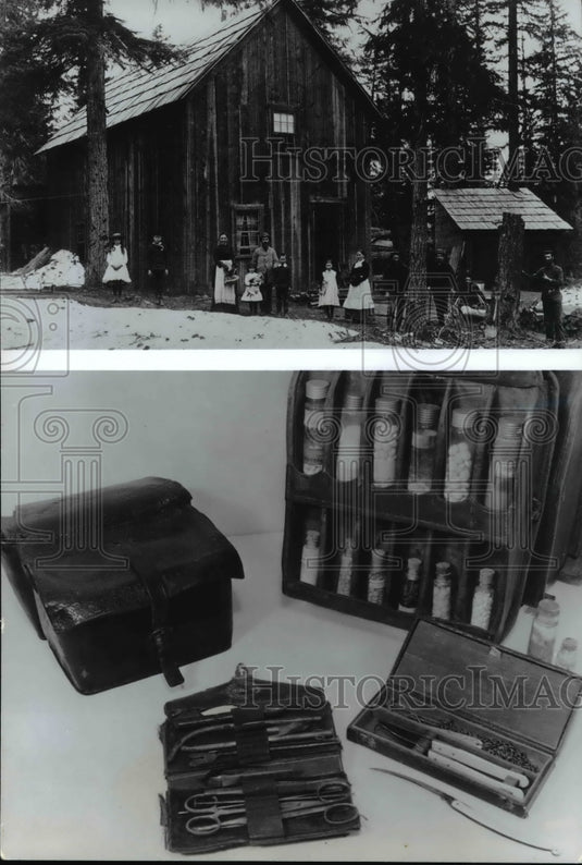 1965 Press Photo The Stampede Tunnel Hospital with Dr. Morrison and his family-Historic Images