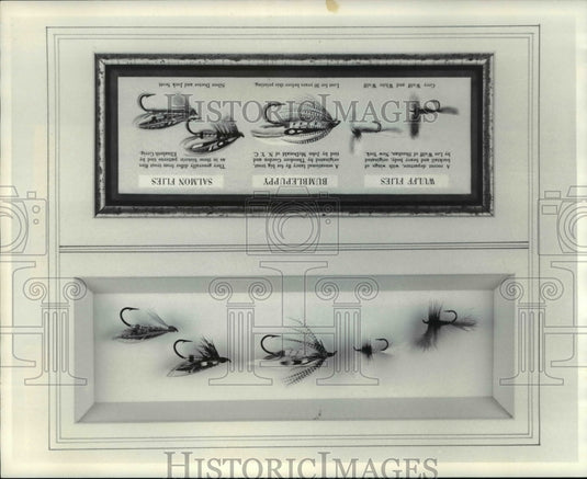 1987 Press Photo Trout & salmon flies made by some masters of craft- Historic Images
