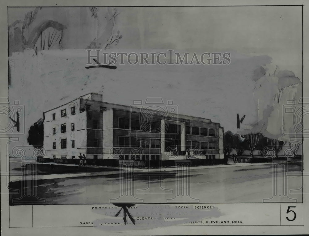 1948 Western Reserve Univ new building drawing of Applied Soc Sc - Historic Images