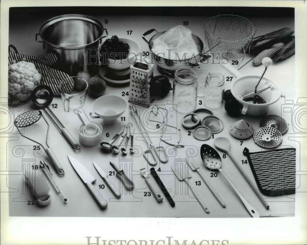 1990 Press Photo The utensils and tools in food canning - Historic Images