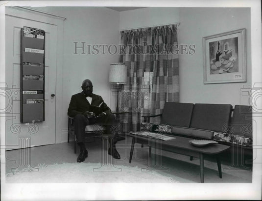 1967 Halfway House, library with founder Rev James Redding - Historic Images