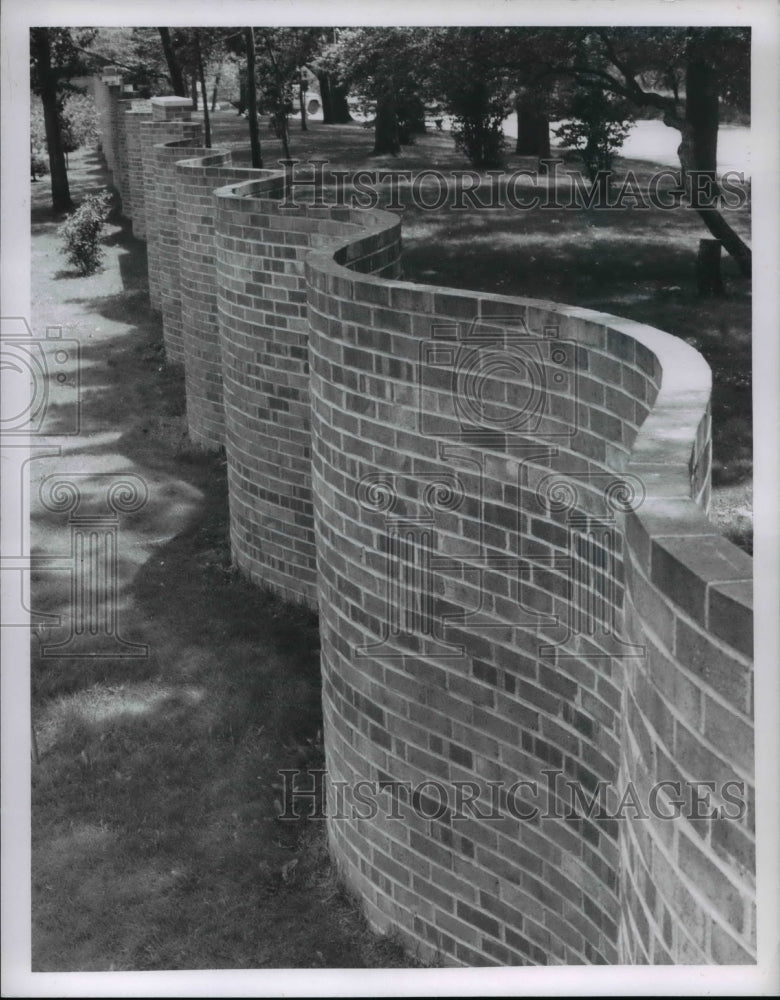 1968 Carmelite Monastery Serpentine Brick wall - Historic Images