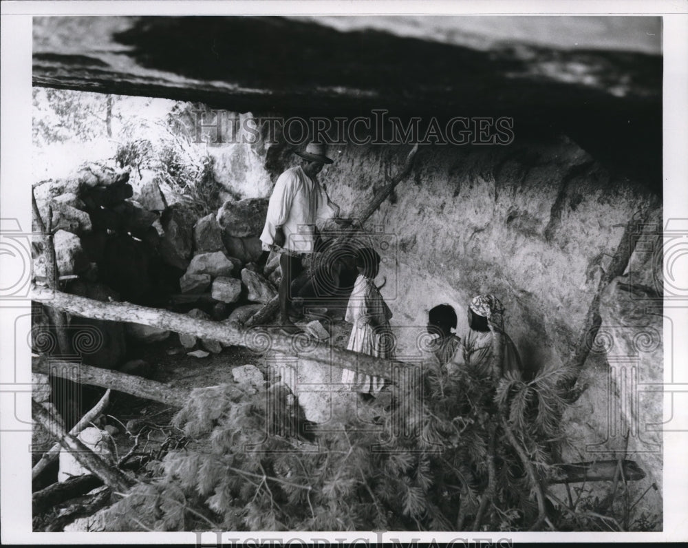 1966 Jose Nava and family in home cave at Chihuahua - Historic Images