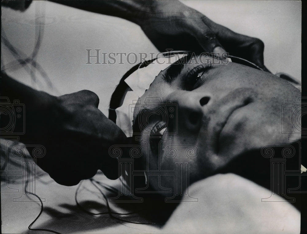 1967 The Brainwave Machine attached to Forehead of Jack German-Historic Images