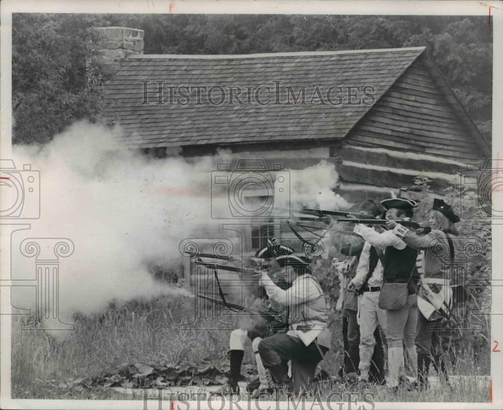 1972 Press Photo Jonathan with His Friend Firing at the Hale Farm - cva65633 - Historic Images