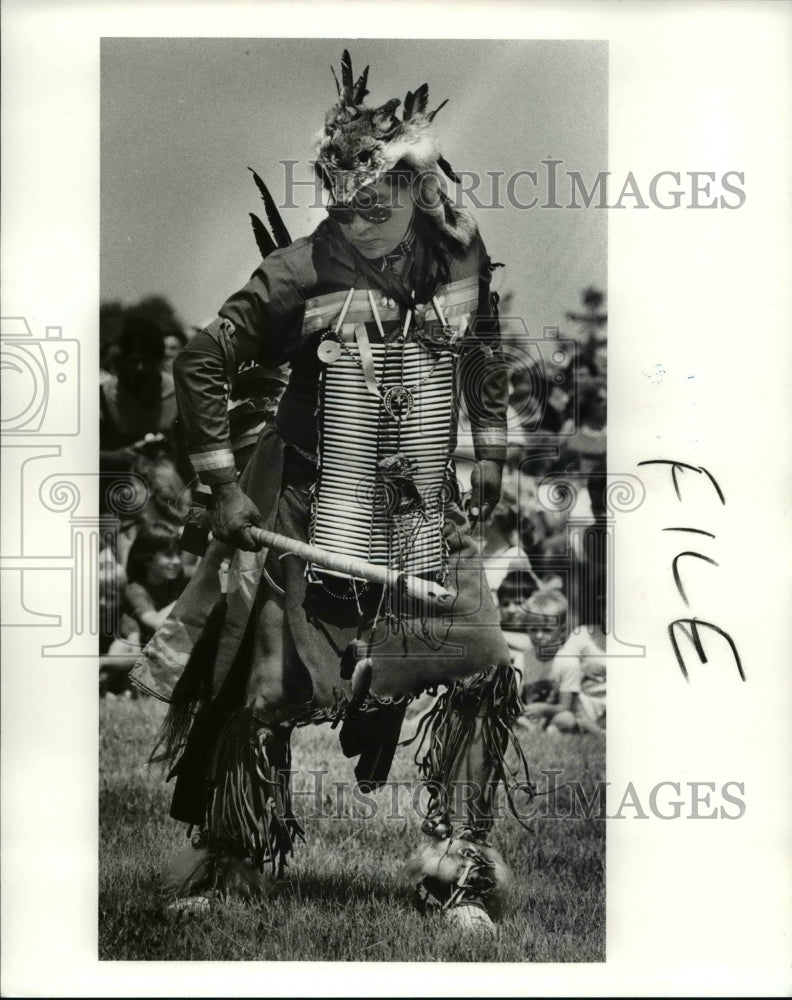 1988, American Indian Duane Sutta dances after the Rain Ceremony - Historic Images