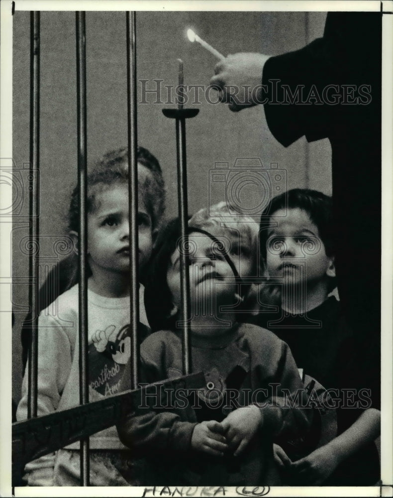 1989 Press Photo Pre-schoolers Rachel Adams, Sarah Silverman &amp; Joshua Raplovitz-Historic Images