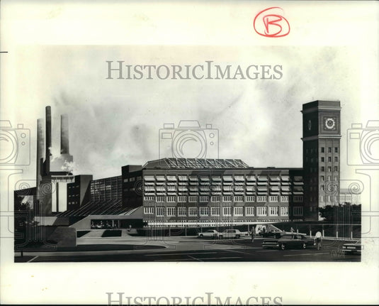 1978 Press Photo Old & new in Arkon; Goodyear Plant 2 tire fastory - Historic Images