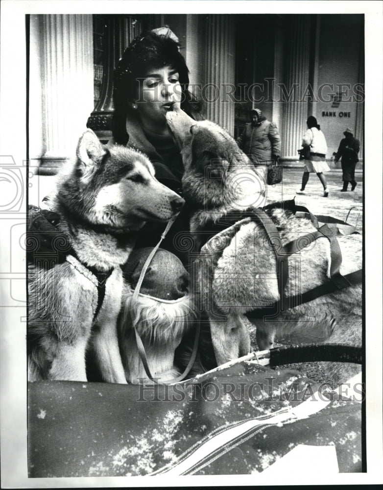 1968, Patricia Mace and her two Siberian Husky - Historic Images