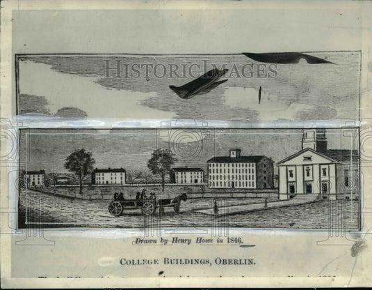 1933 Press Photo Oberlin College building drawn by Henry Howe in 1846- Historic Images