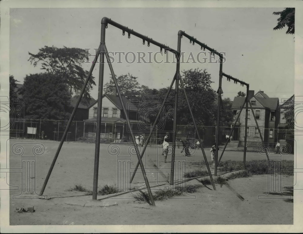 1933, The Grant playground&#39;s broken swing - Historic Images