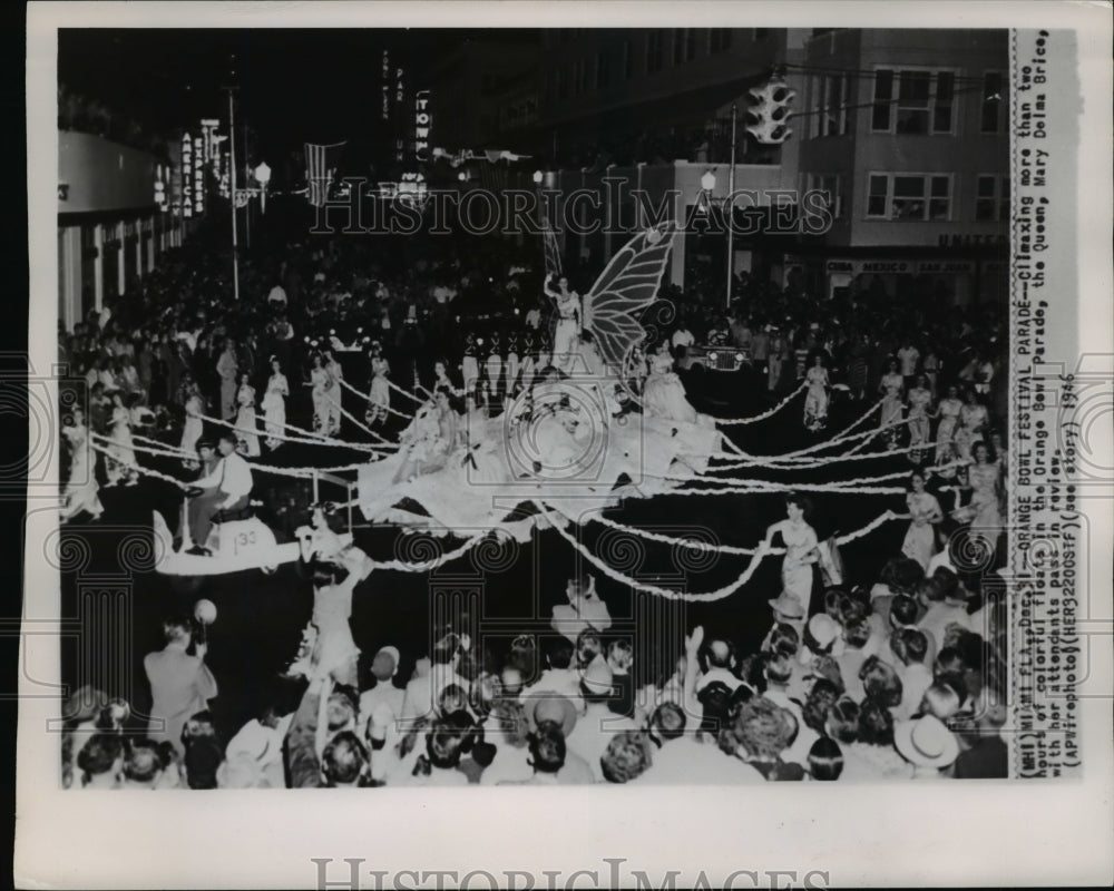 1947 Press Photo The Queen Mary Delma Brice on Orange Bowl Parade - cva71442 - Historic Images