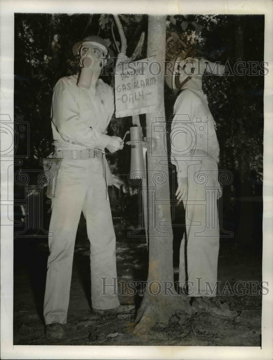 1941 Members of the 2nd platoon with the gas alarms  - Historic Images