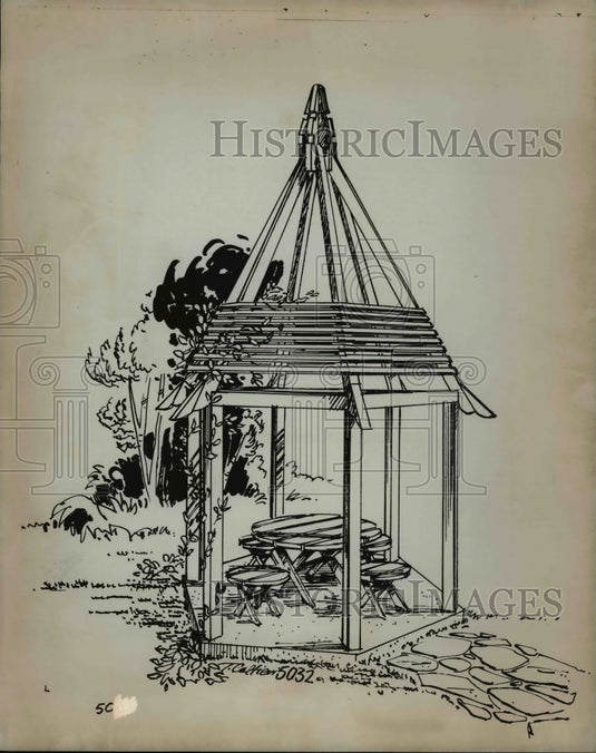 1976 Press Photo The tepee gazebo - Historic Images