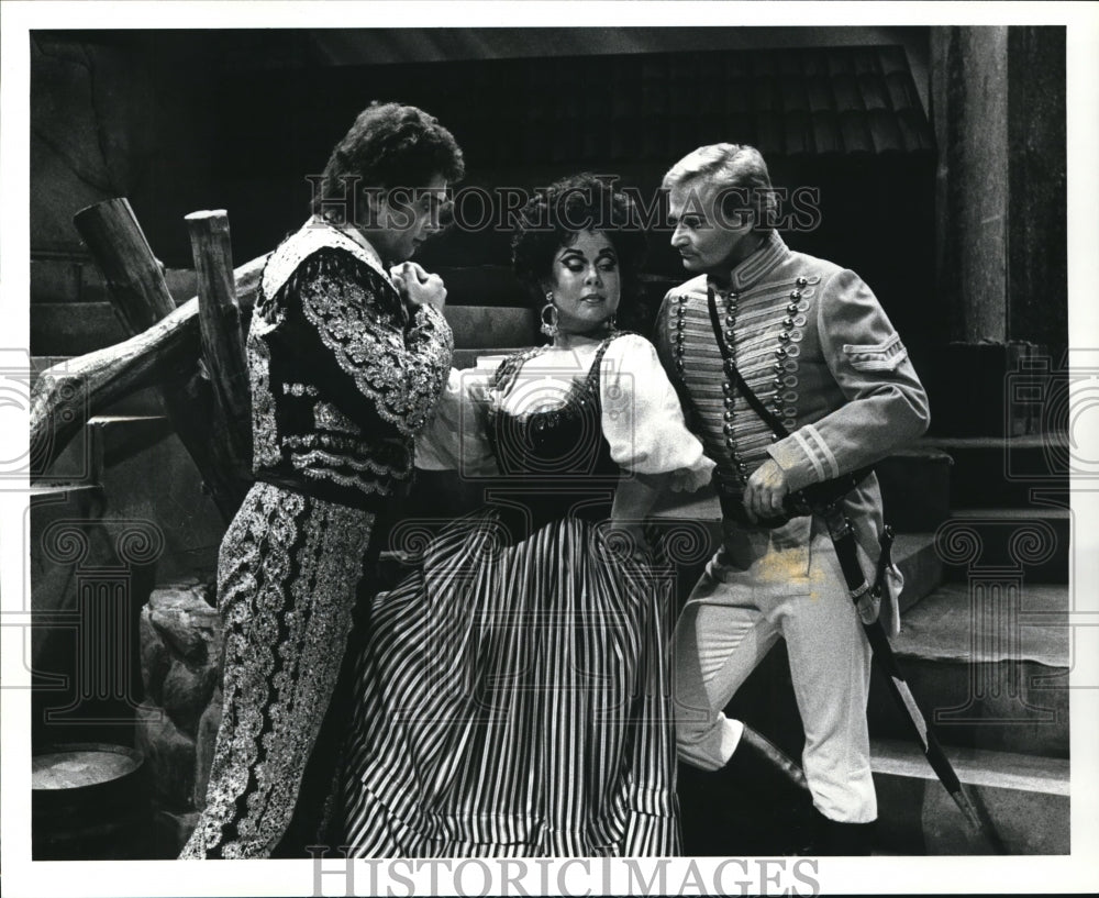 1987 Press Photo Cheyne Davidson, Sandra Walker &amp; Joseph Evans in Carmen - Historic Images